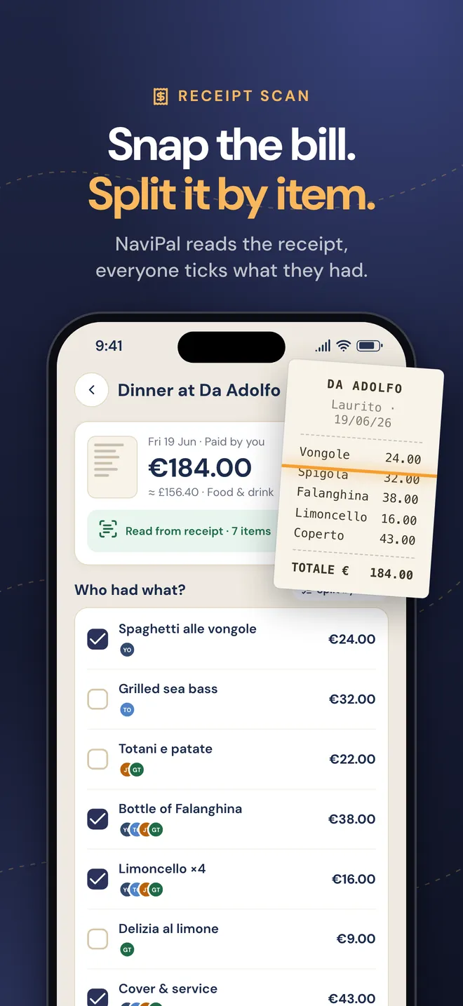 Snap a receipt and split it by item